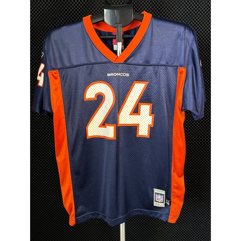 Vintage Reebok NFL Denver Broncos Champ Bailey Football Jersey, Size Boys XL
